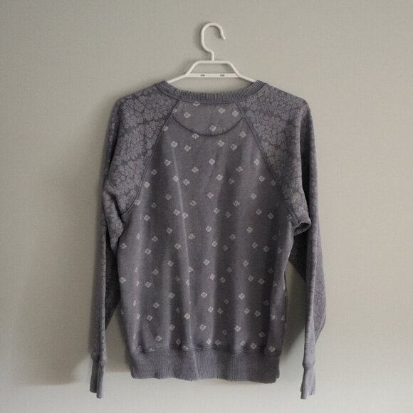 Aerie Women's XS Blue Floral Oversized Crewneck Stretch Pullover Raglan Sweater - Picture 2 of 13